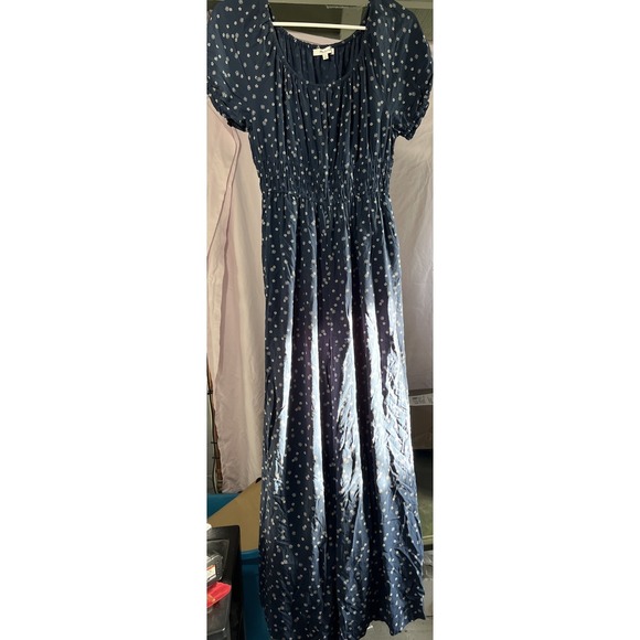 Madewell Pants - Madewell Size Med Sophia Wide Leg Jumpsuit Navy Blue Ditsy Floral Pockets